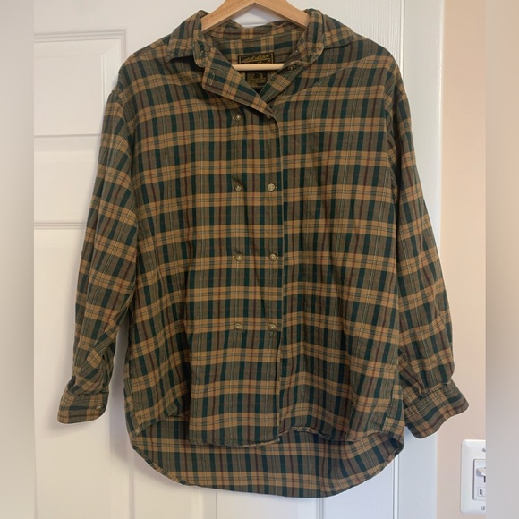 Vintage Eddie Bauer women’s plaid lightweight flannel, medium - Picture 1 of 9